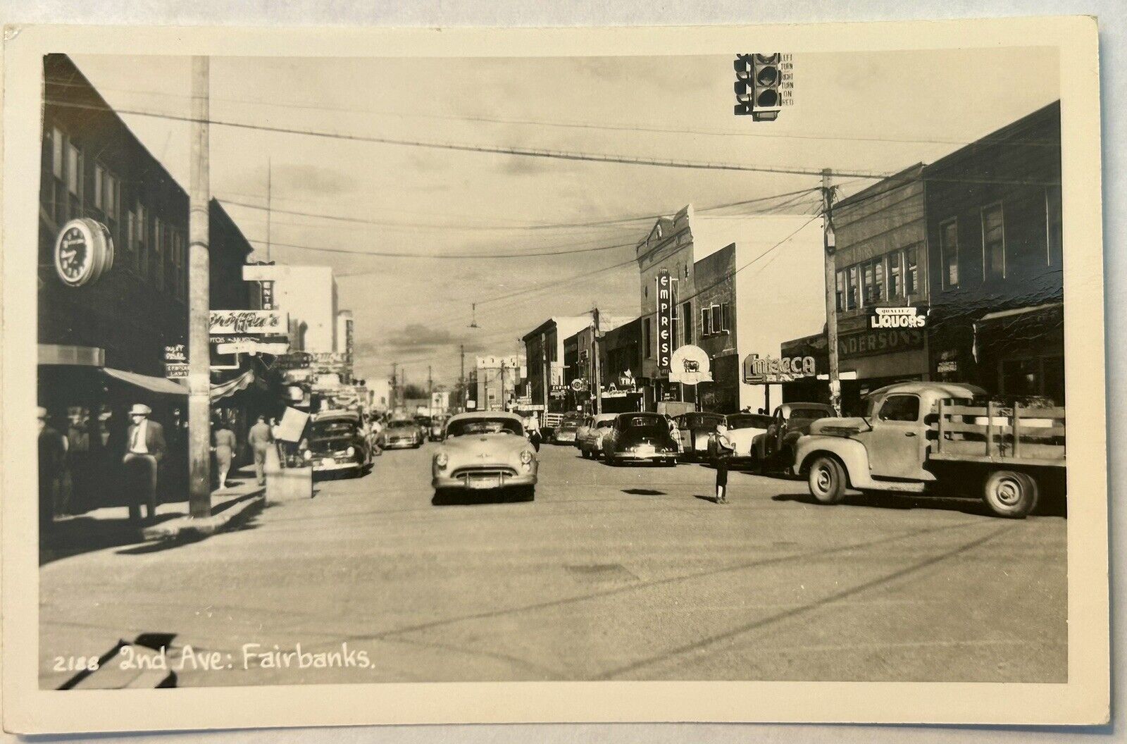 RPPC Second Avenue Fairbanks Alaska. Businesses And Vintage Cars. Photo Postcard