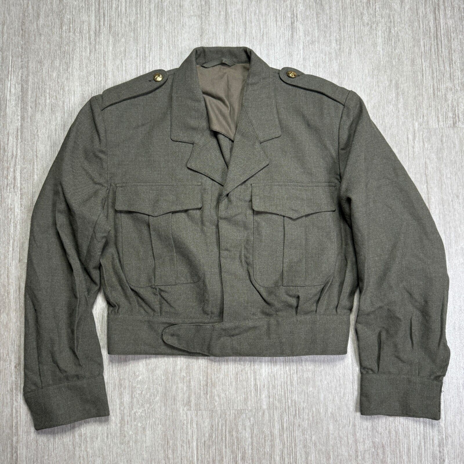 Vintage 1967 Mens Dutch Military Bomber Jacket Wool Long Sleeve 42 Chest