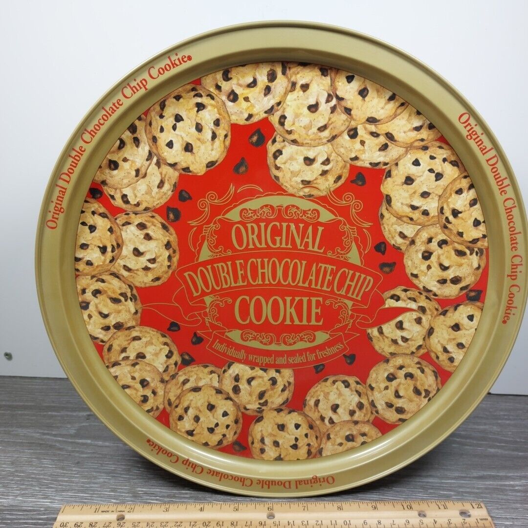 Vintage Original Double Chocolate Chip Cookie 13 in. Round Tin Tray