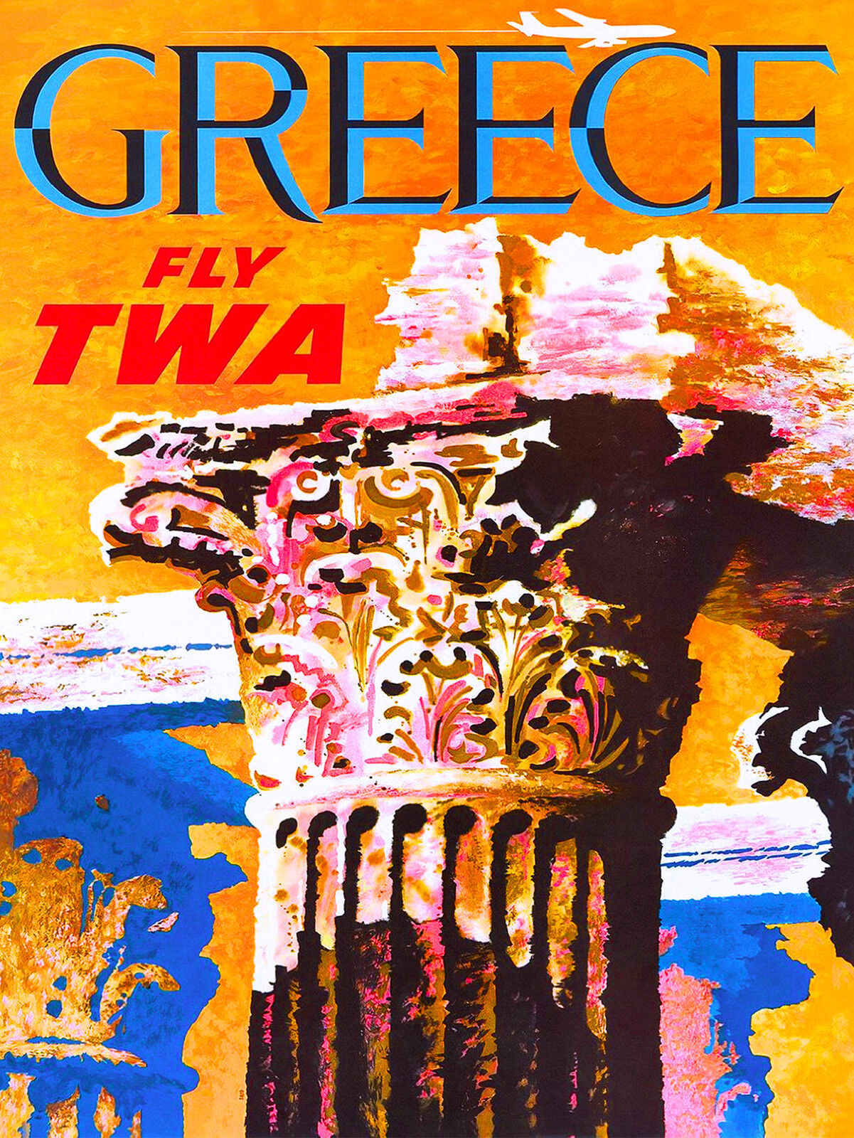 Greece Greek Ruins Europe European Vintage Travel Advertisement Art Poster 
