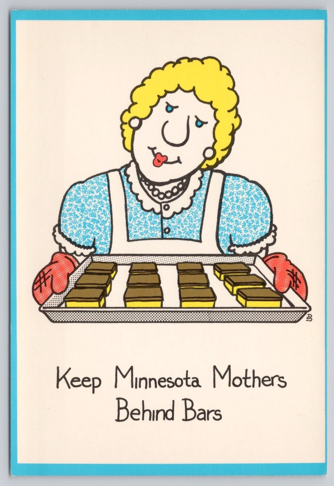 Keep Minnesota Mothers Behind Bars, Cooking Baking Comic Humor, Vintage Postcard