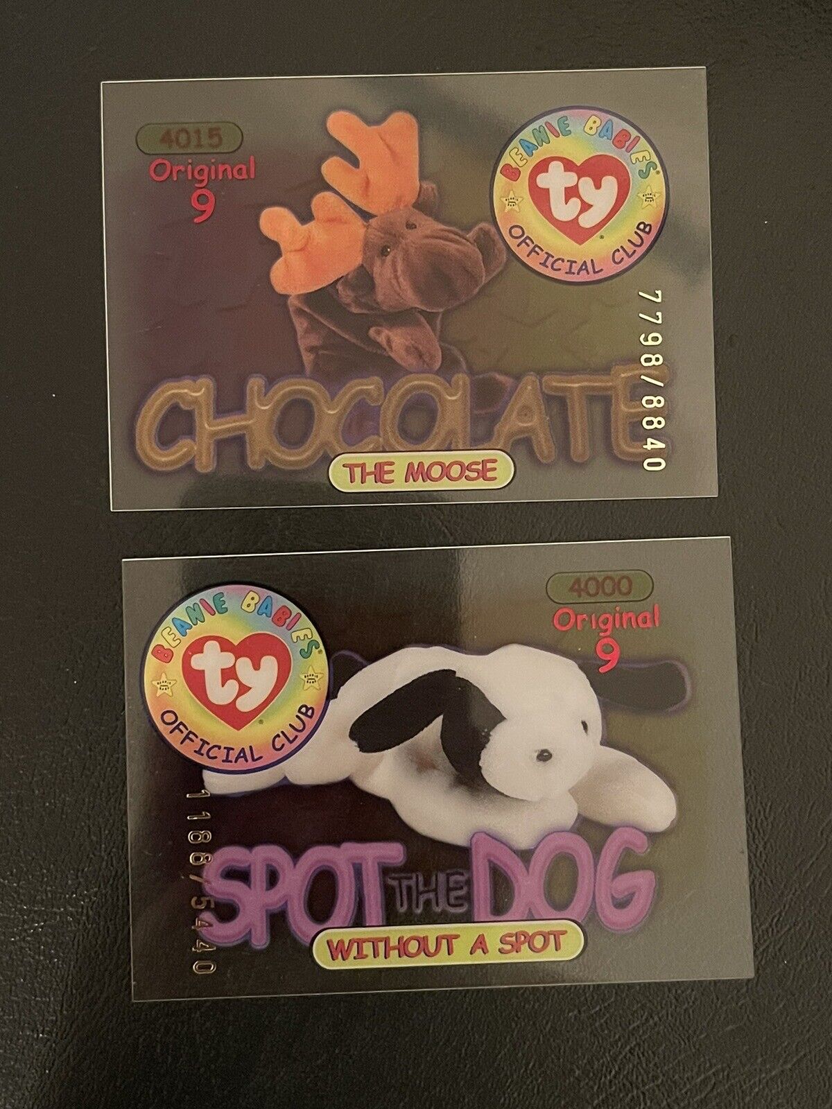 TY Beanie Baby Trading Card Original 9 Lot Of 2 Red~Chocolate&Spot The Dog