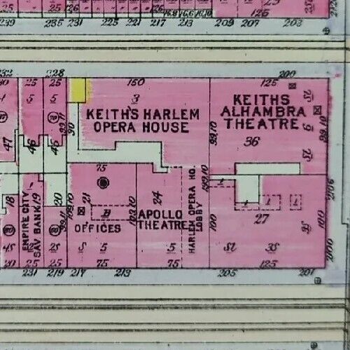 1916 APOLLO THEATRE HARLEM MANHATTAN NEW YORK CITY NY ~  GW BROMLEY LAND MAP