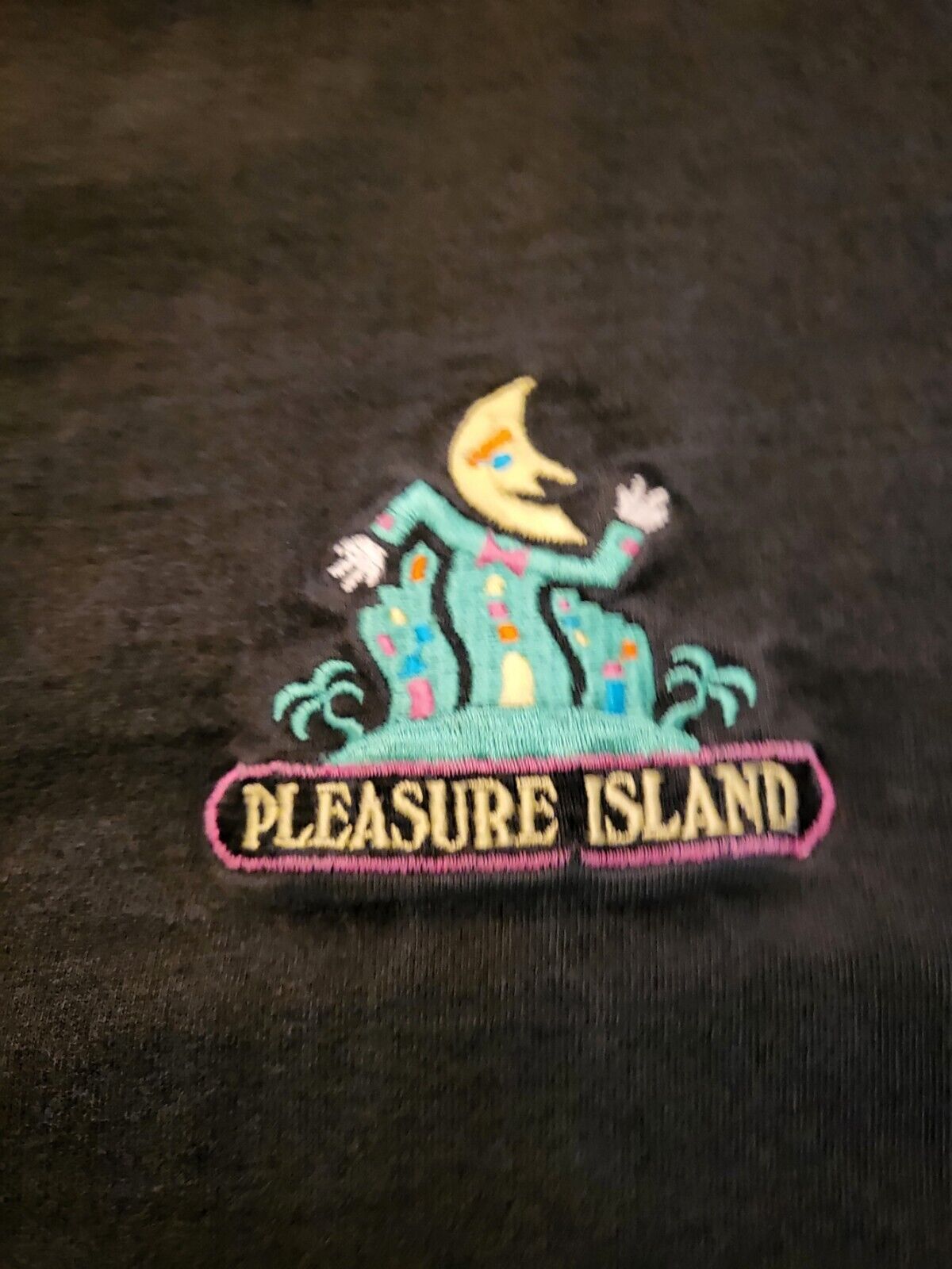 Men’s Vintage 90's Disney Pleasure Island Embroidered Black T-Shirt Size XL
