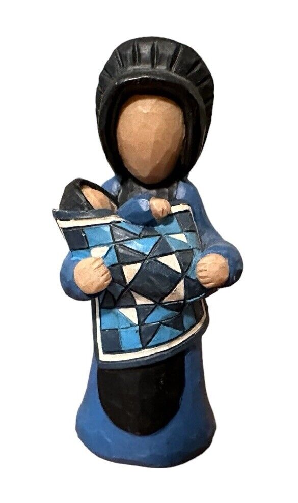 Amish Woman Figurine W/ Baby Quilt Blossom Bucket Esther O\'Hara 2009