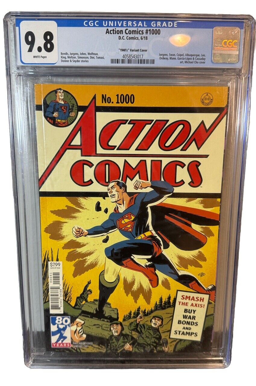 DC Comics Action Comics #1000 CGC 9.8 NM 1940\'s Variant Superman Graded 6/2018