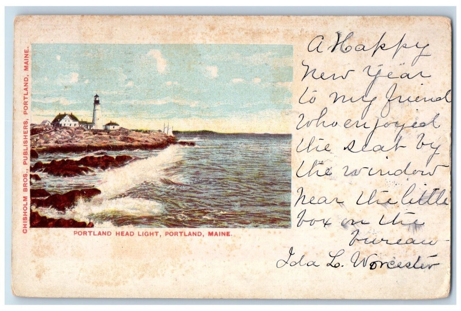 Portland Maine ME Postcard Portland Head Light Lighthouse Scene 1903 Antique