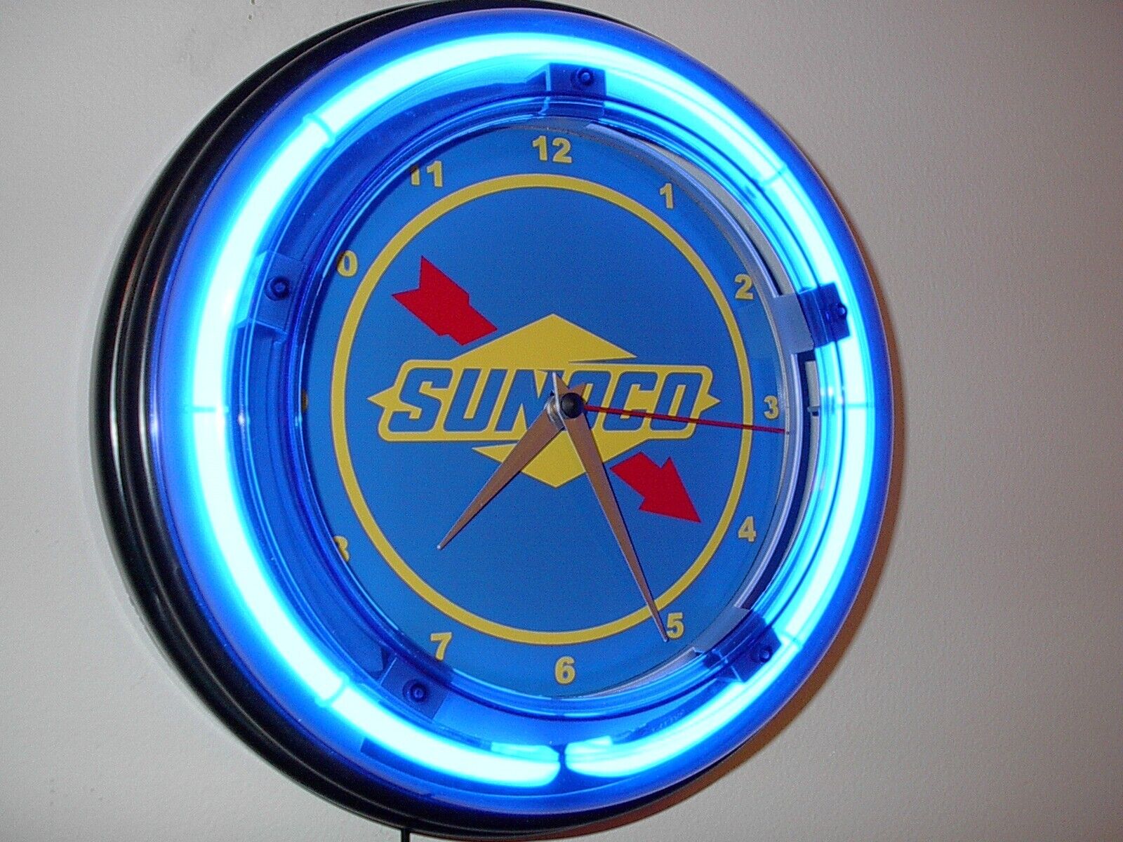 Sunoco Oil Gas Service Station Garage Neon Wall Clock Advertising Sign