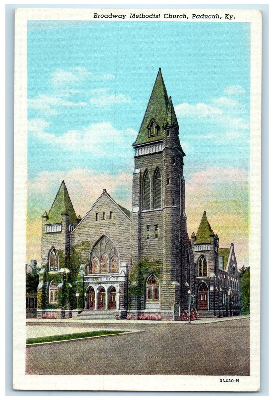c1940's Broadway Methodist Church Exterior Paducah Kentucky KY Unposted Postcard