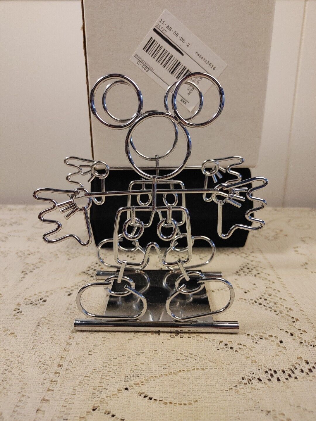 Disney Vintage Mickey Mouse Napkin Holder Outline Wire Metal Chrome Finish ~ NEW