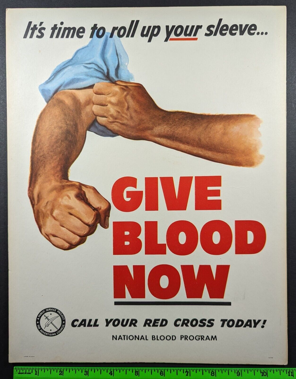Vintage 1940s? Give Blood Now Red Cross 11x14 Cardboard Sign