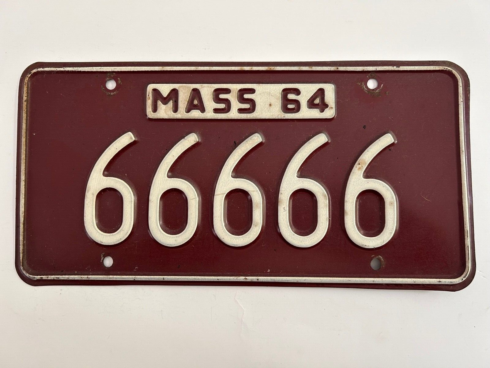 1964 Massachusetts License Plate Rare Repeating Number 6\'s 66666