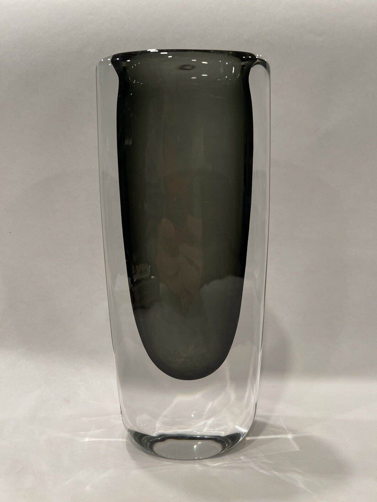 1960s Orrefors Sommerso Smoked Glass Vase Designed by Nils Landberg SignedSWEDEN