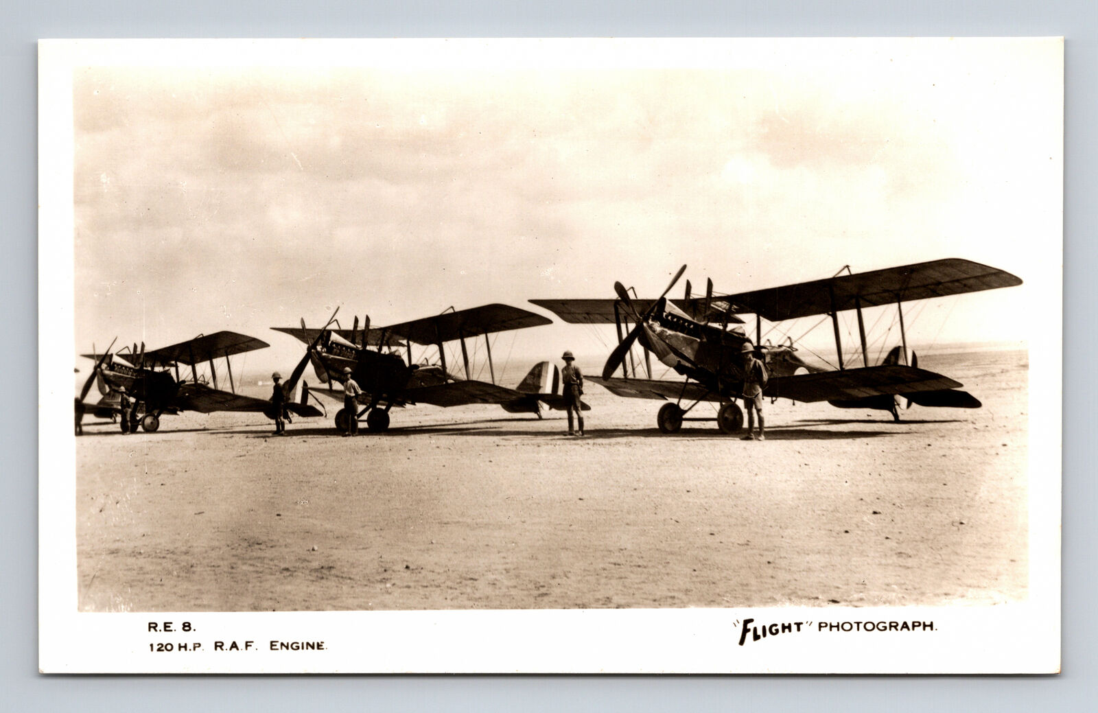 RPPC RAF RE8 Biplanes Recon Bomber WWI Aviation FLIGHT Photograph UK Postcard
