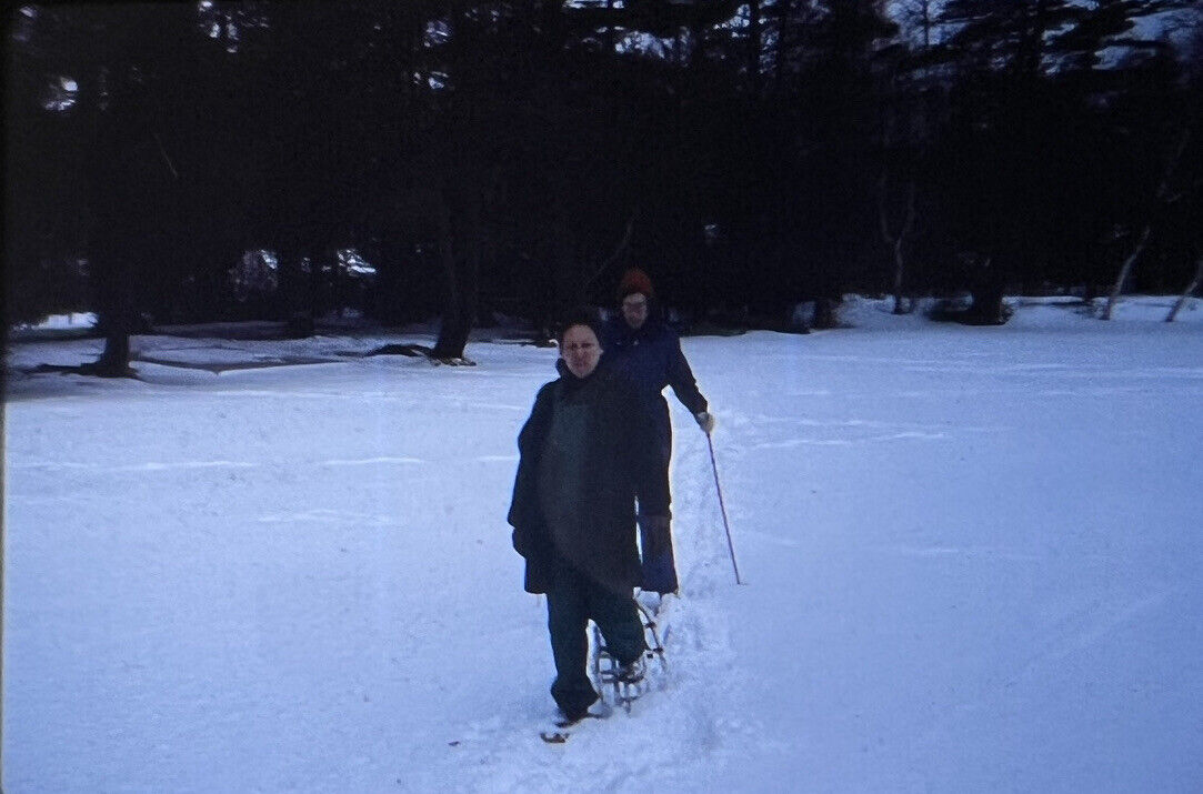 Vintage Photo Slide People Snowshoes Snow Winter