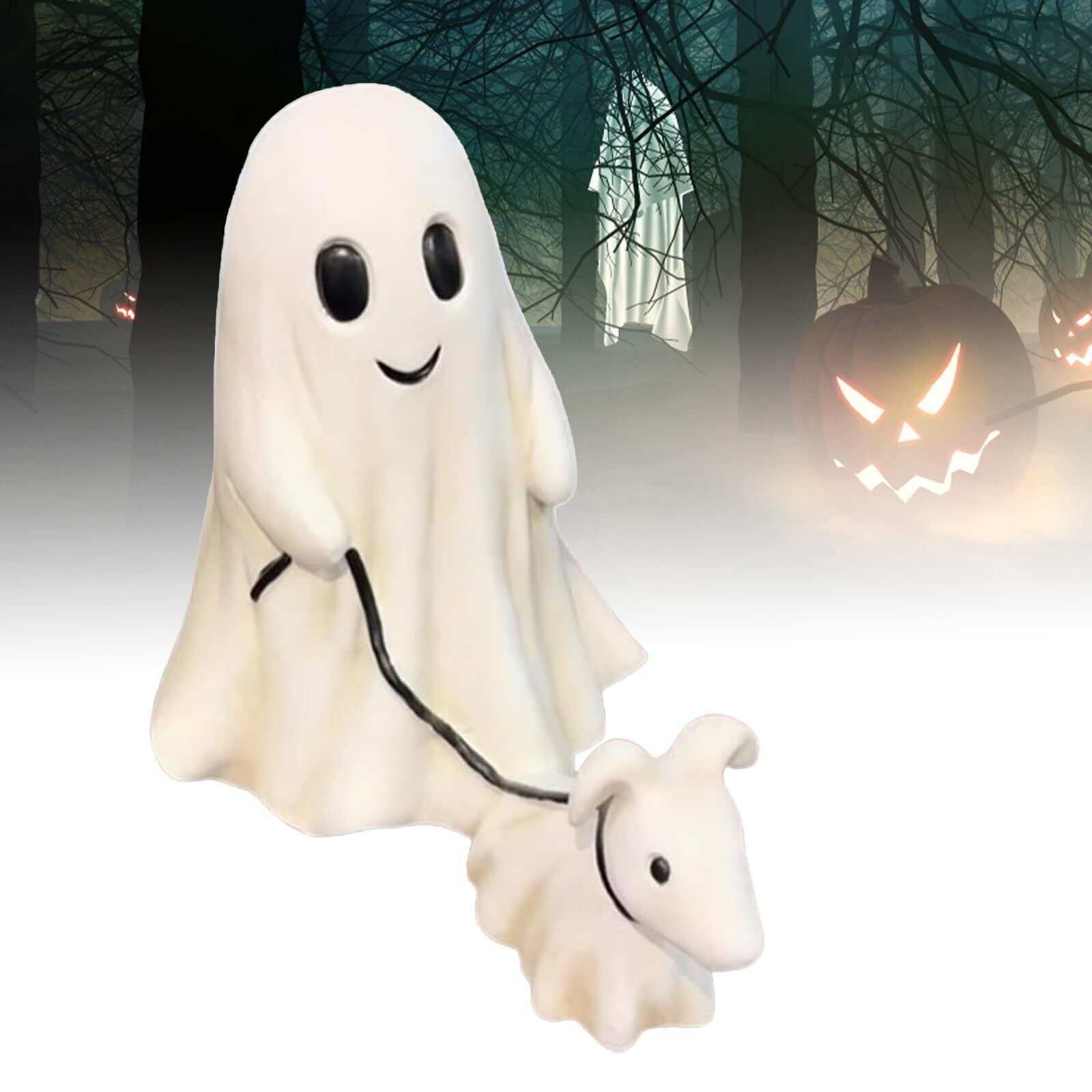 15cm Goblin And Ghoul Ghost Walking Dog,Spooky Ghost Dog Halloween  Sculptures