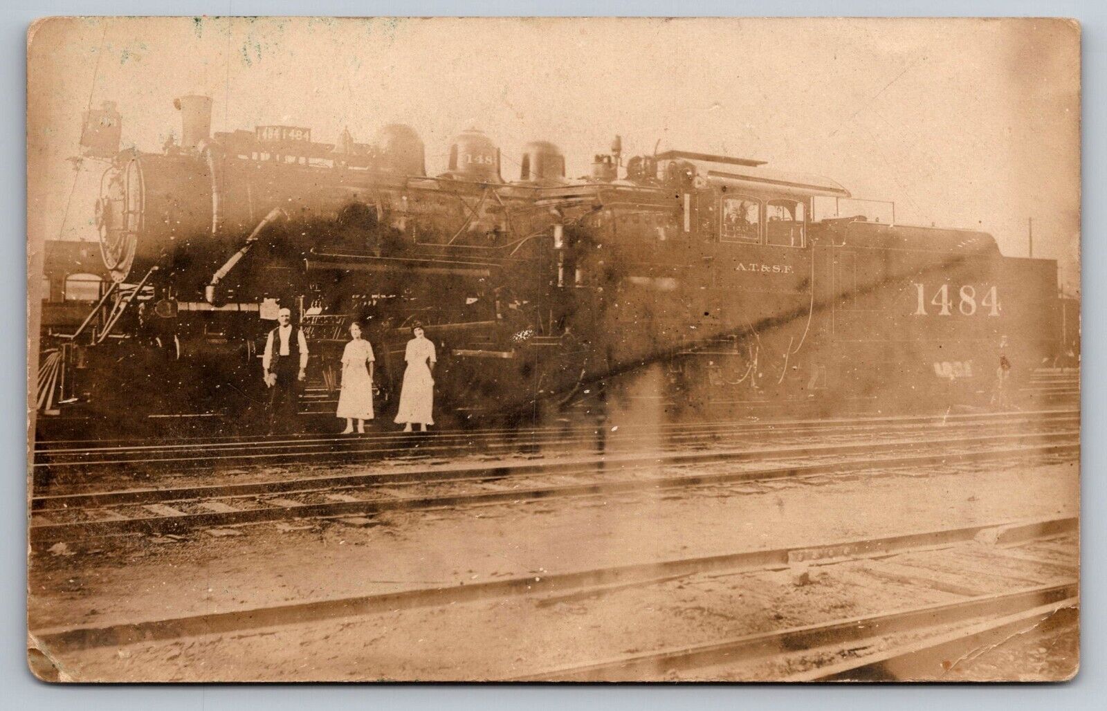 1900’s Atchison Topeka & Santa Fe. #1484 Train Real Photo Postcard. RPPC