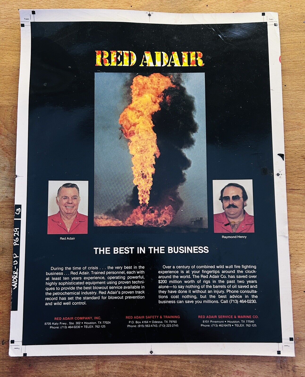 9.5”x12” Red Adair Promo Ad For Magazine