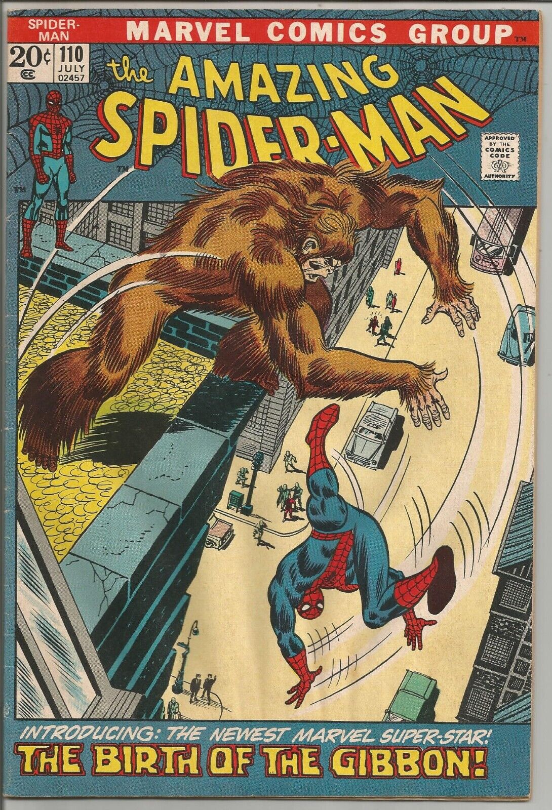 AMAZING SPIDER-MAN #110 (1972, Marvel) 1st App: THE GIBBON VG-FINE 