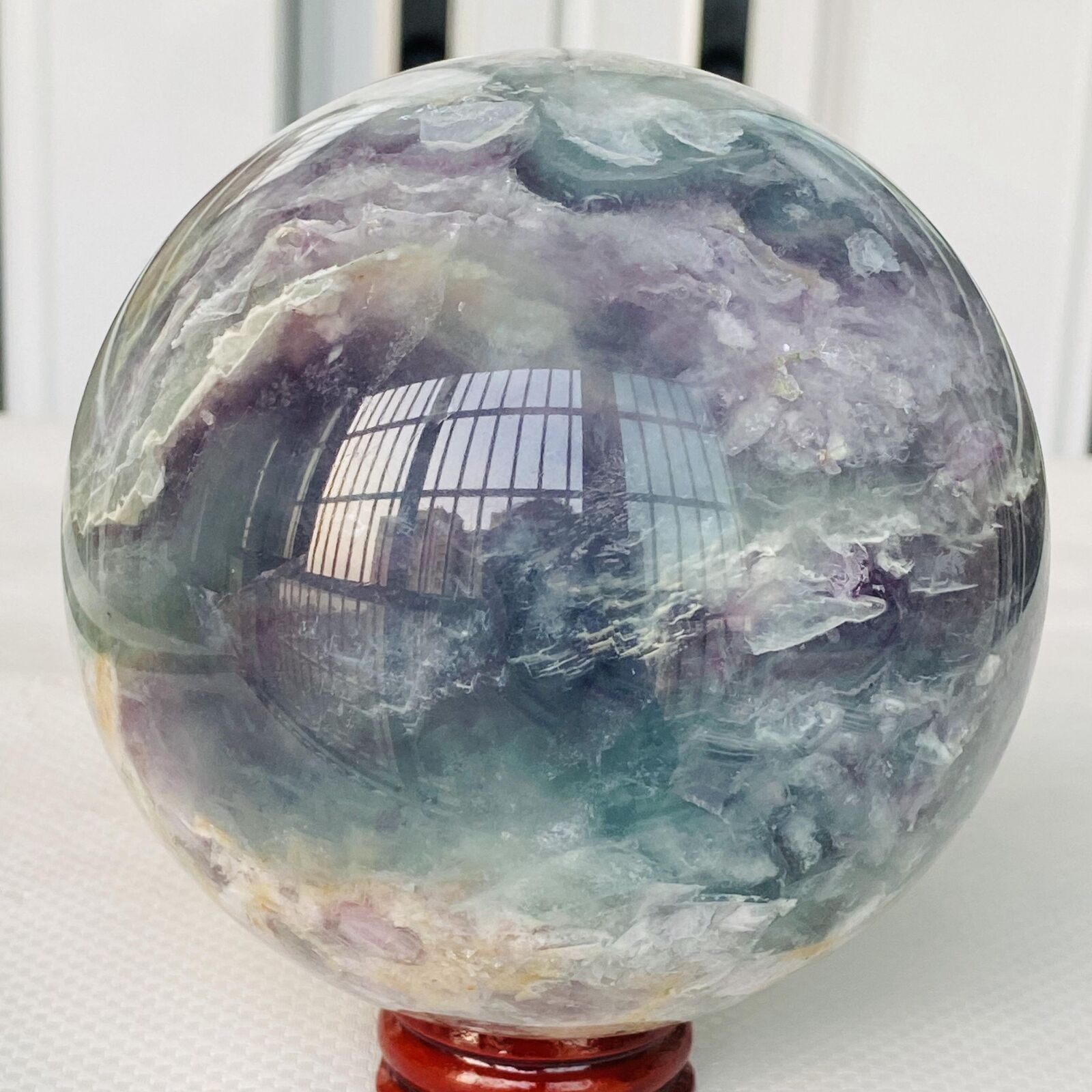 Natural Fluorite ball Colorful Quartz Crystal Gemstone Healing 1660G