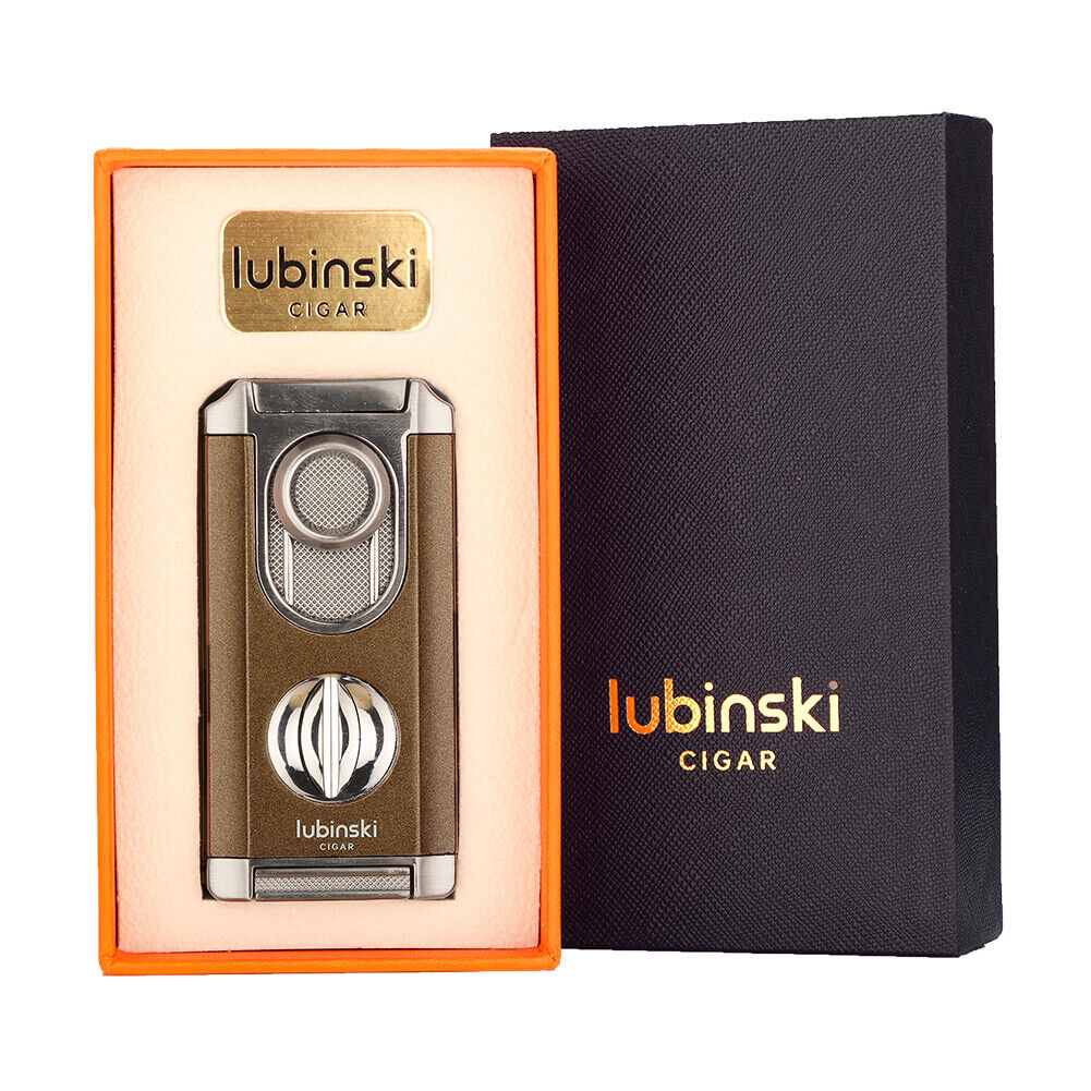 Lubinski Travel Cigar 3 Jet Flame Torch Lighter Stainless V-Cutter Gift Box