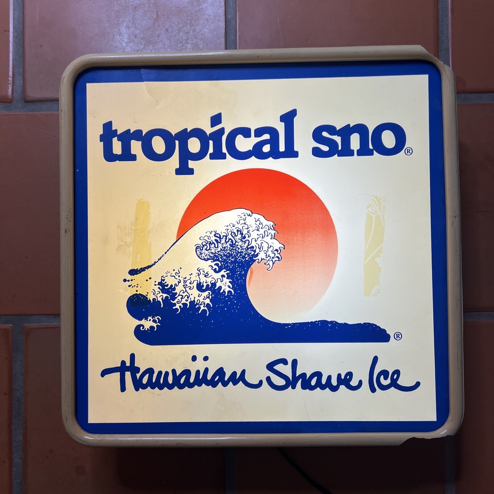 Vintage Tropical Sno Hawaiian Shave Ice Display Light Sign Display Rare Man Cave