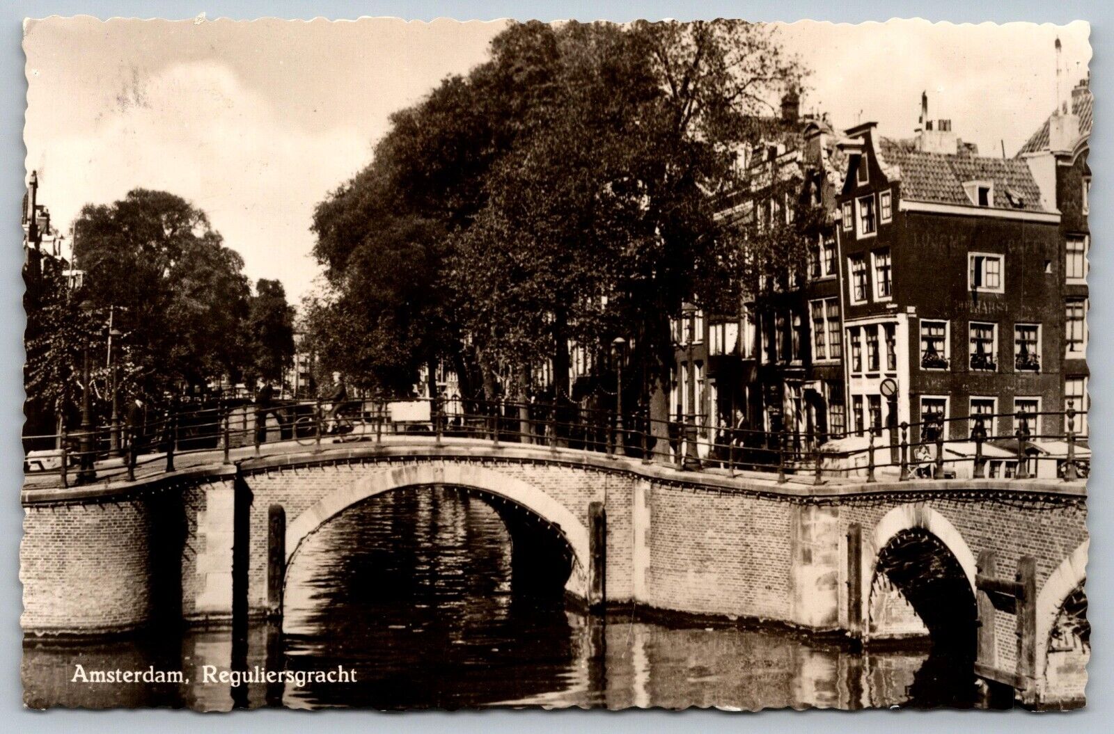 RPPC 1956 Amsterdam Holland Bridge Reguliergracht Posted Real Photo Postcard J12