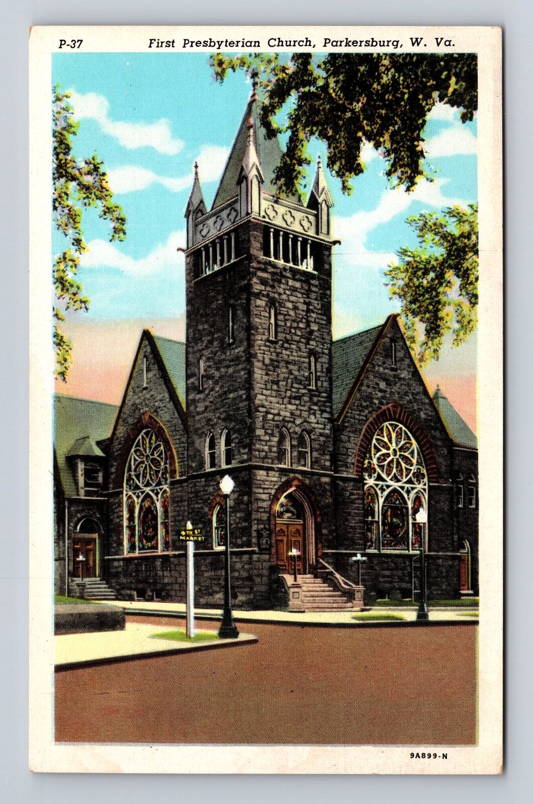 Parkersburg WV-West Virginia, First Presbyterian Church, Vintage Postcard