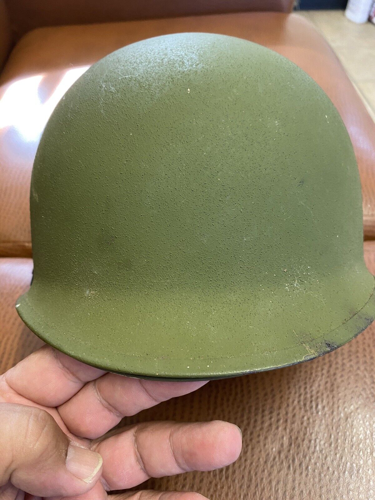 Vintage M-1 Green Steel With Fiberglass Liner Korea Vietnam War Era Helmet