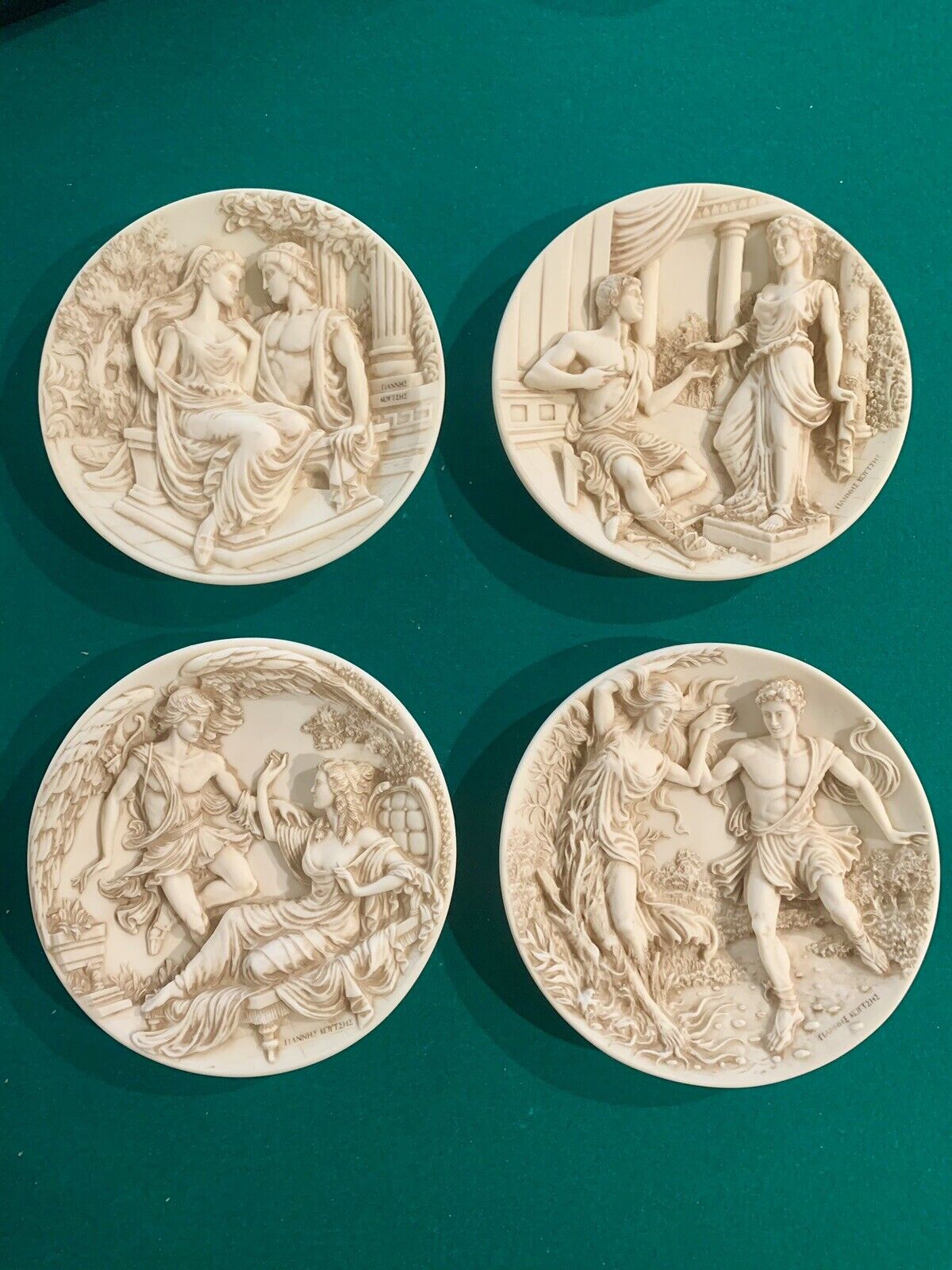 Vintage Great Love Stories Greek Mythology Marble Collector Plates set of 4