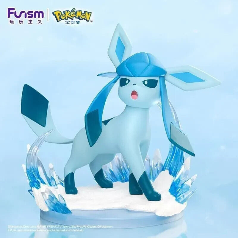 Funism Pokémon Prime Figure Sofubi Eevee Evolution Glaceon 17cm PVC Toy Gift New