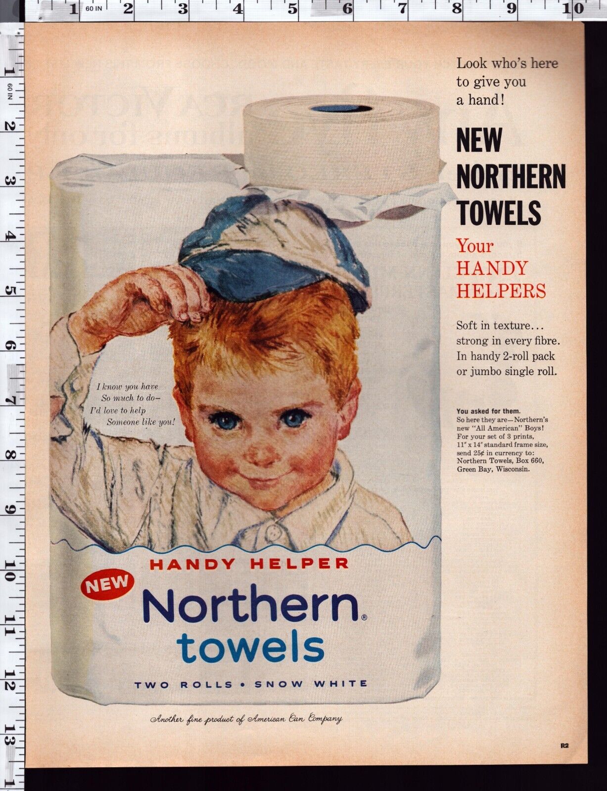 1961 Vintage Print Northern paper towels USA