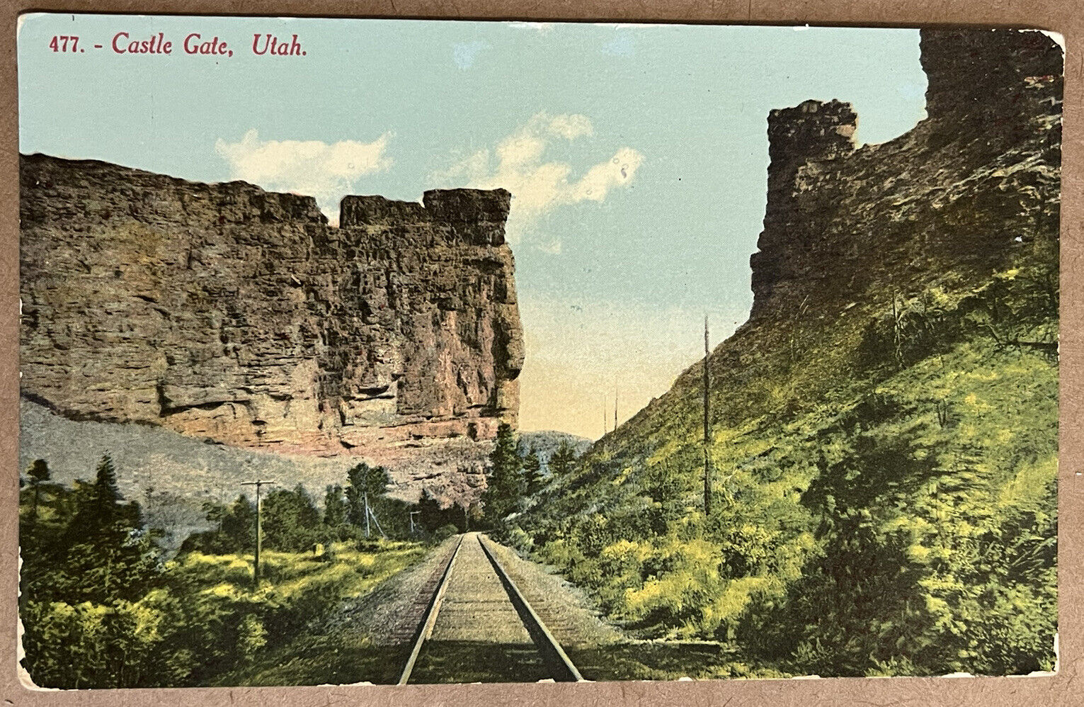 Castle Gate Utah Ghost Town Railroad Tracks Antique Postcard c1910