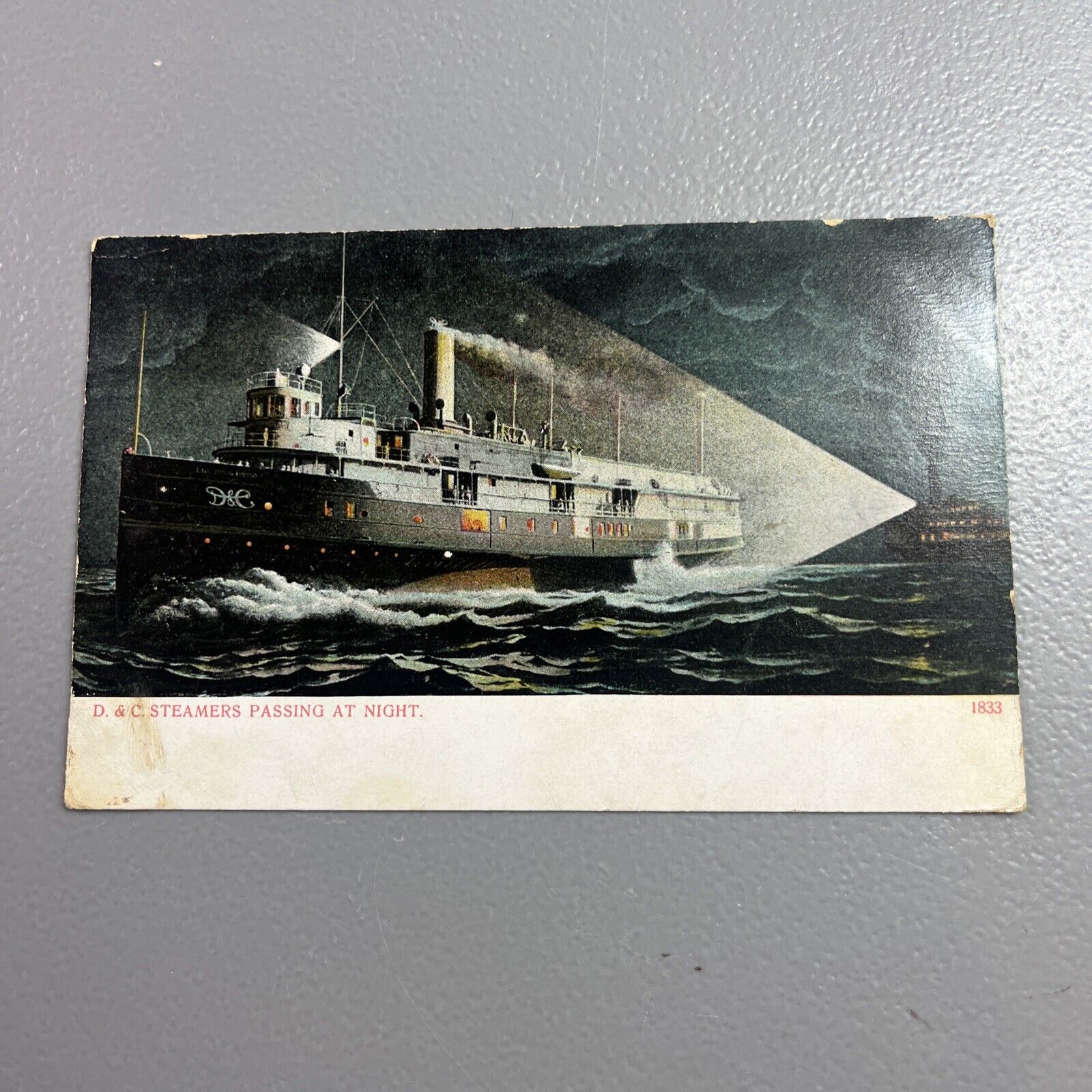 1907 D & C Steamers Passing at Night Postcard Germany AC Bosselman Great Lakes