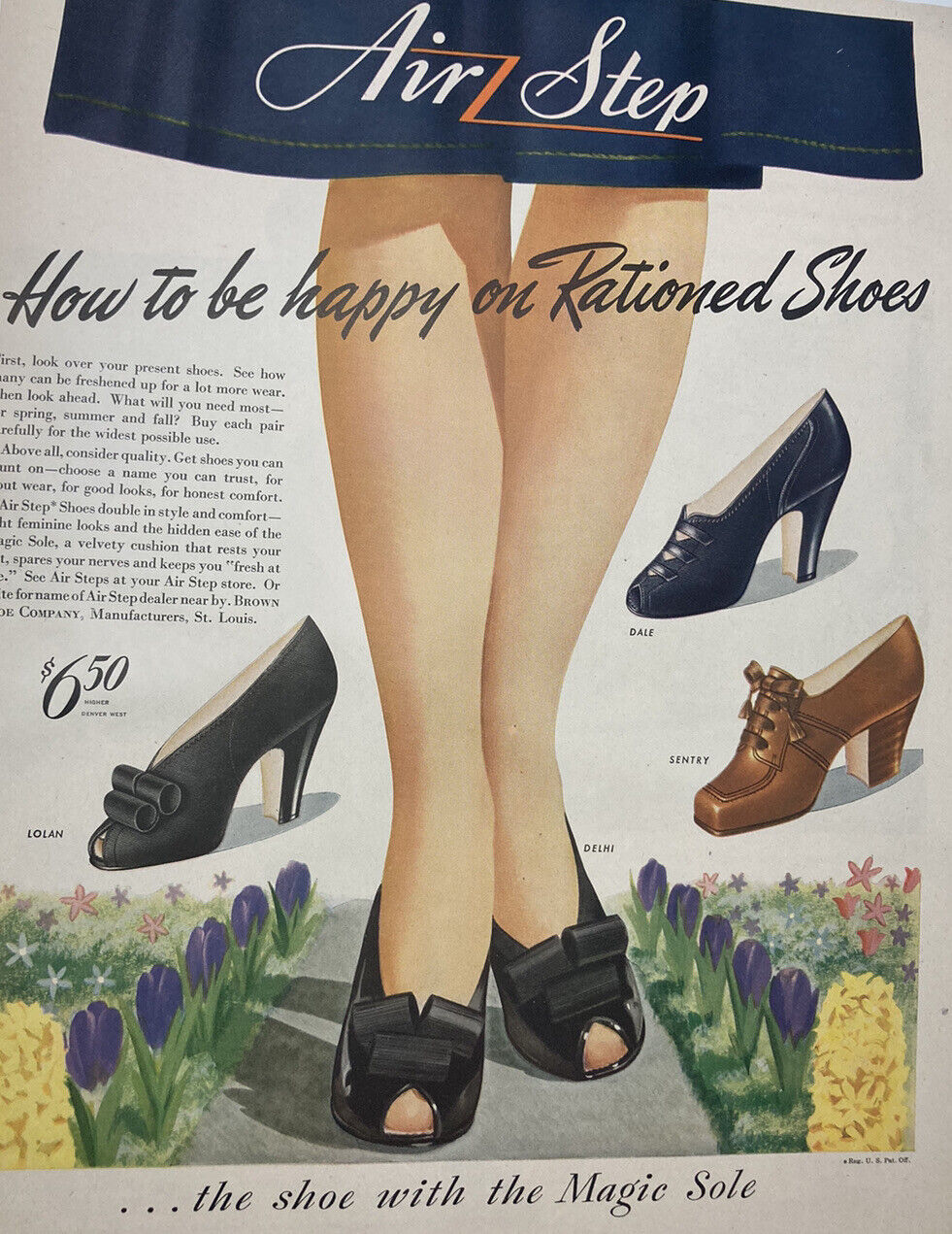 1940s WW2 Era Print Ad Air Step Rationed Shoes & Swift\'s Food 10x13\