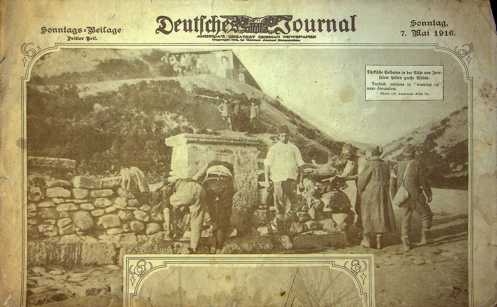 1916 Deutfches Journal German American Newspaper May 7 Turks in Jerusalem Y