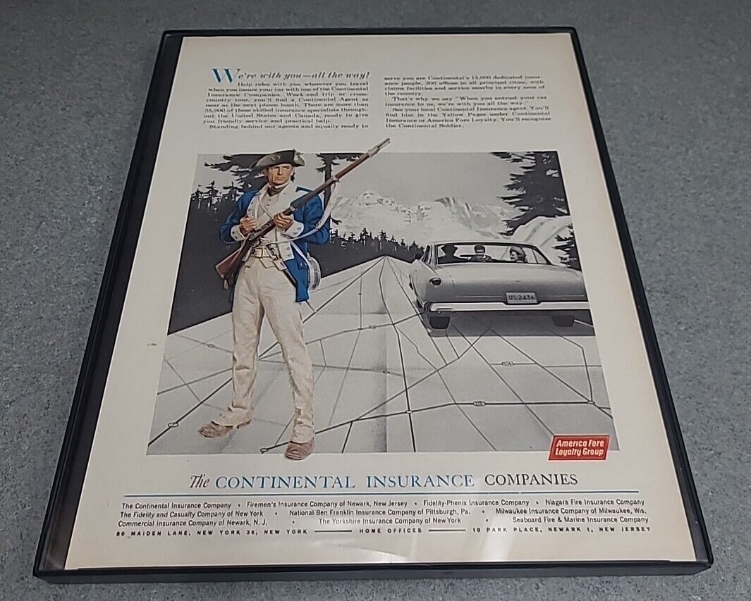 Continental Insurance Companies 1963 Print Ad Framed 8.5x11 