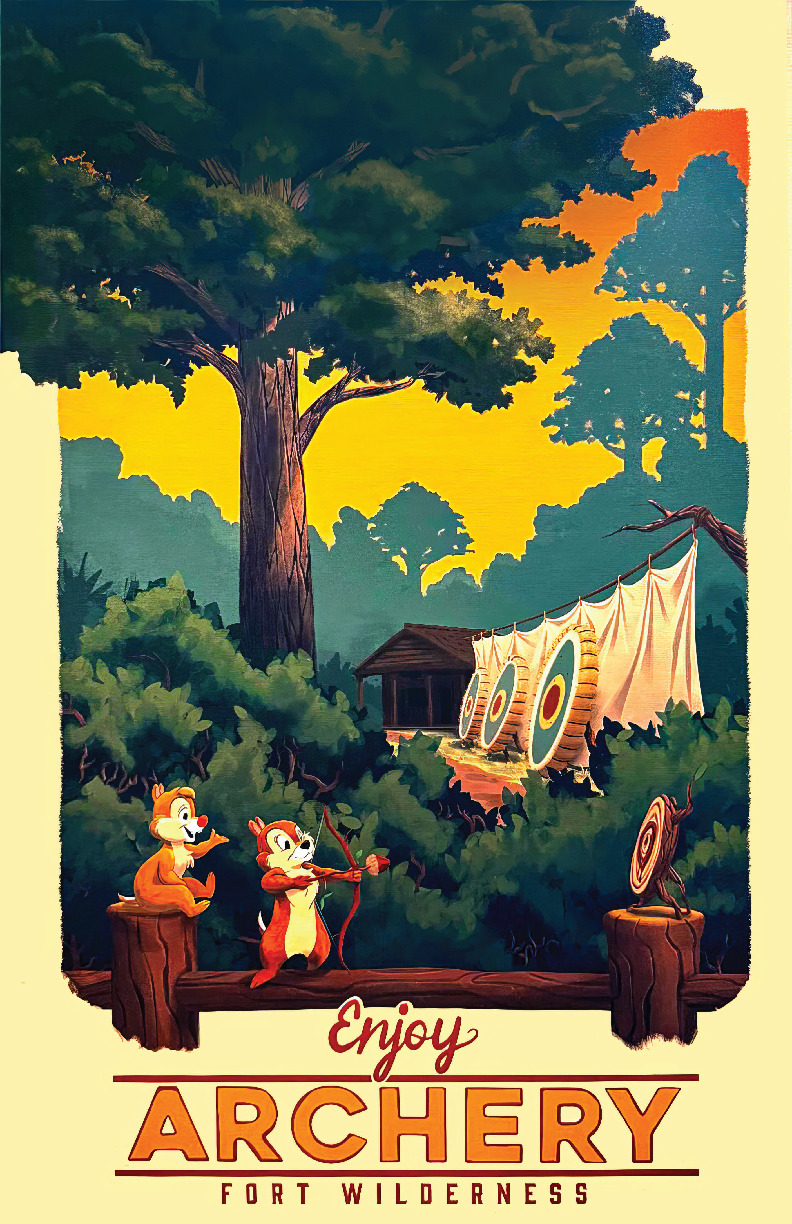 Fort Wilderness Enjoy Archery Chip N Dale Walt Disney World Poster