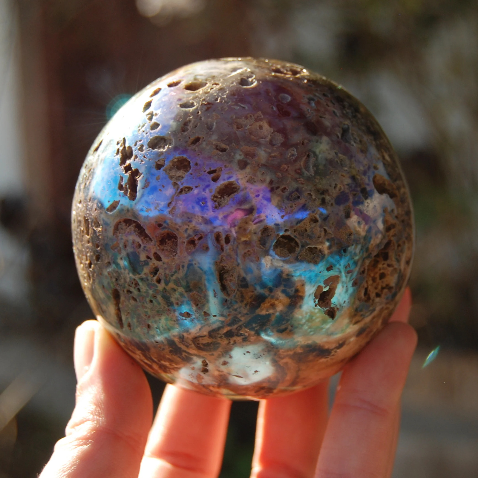SALE was 99.00 | 3.14in 1.4lb XL Angel Aura Ocean Jasper Crystal Sphere