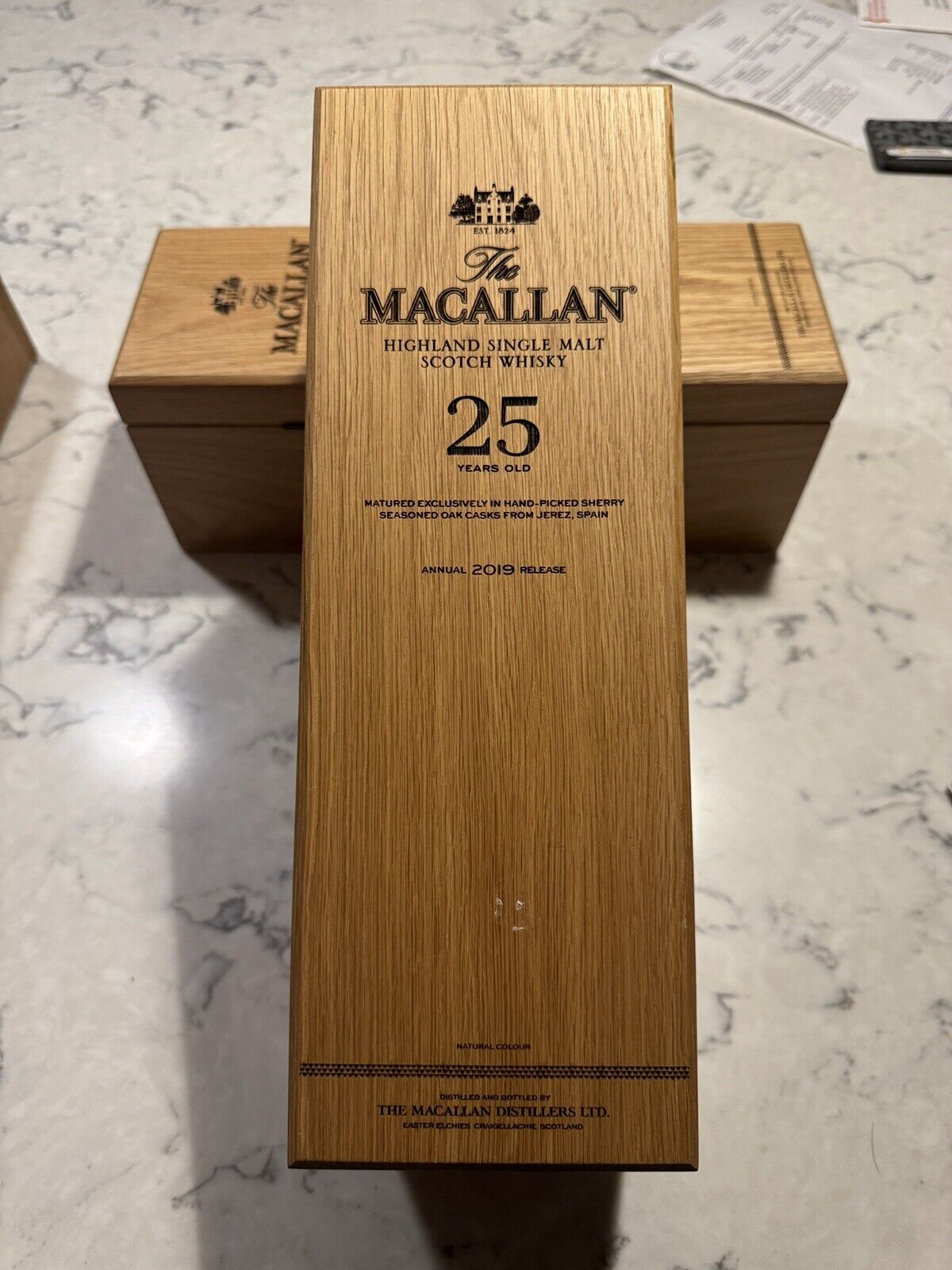 The Macallan 25 Year Old Highland Scotch Whisky Single  Empty Wooden Box 2019