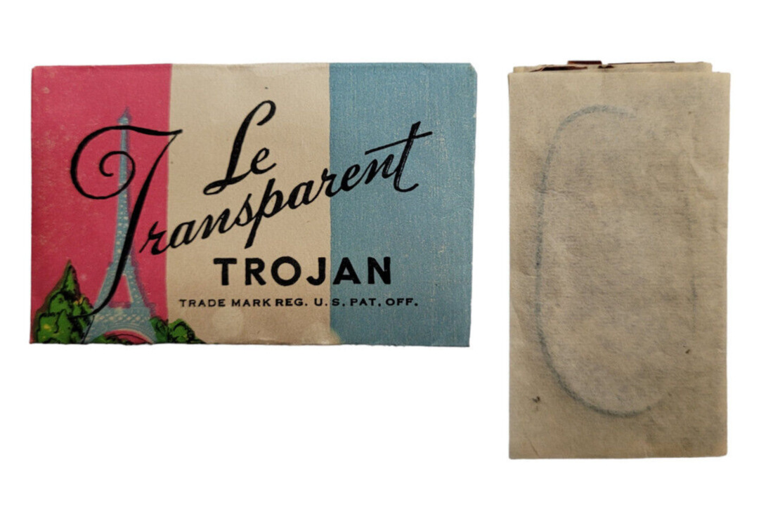 Le Transparent Trojan Vtg 1940s Condom Package Partially Full