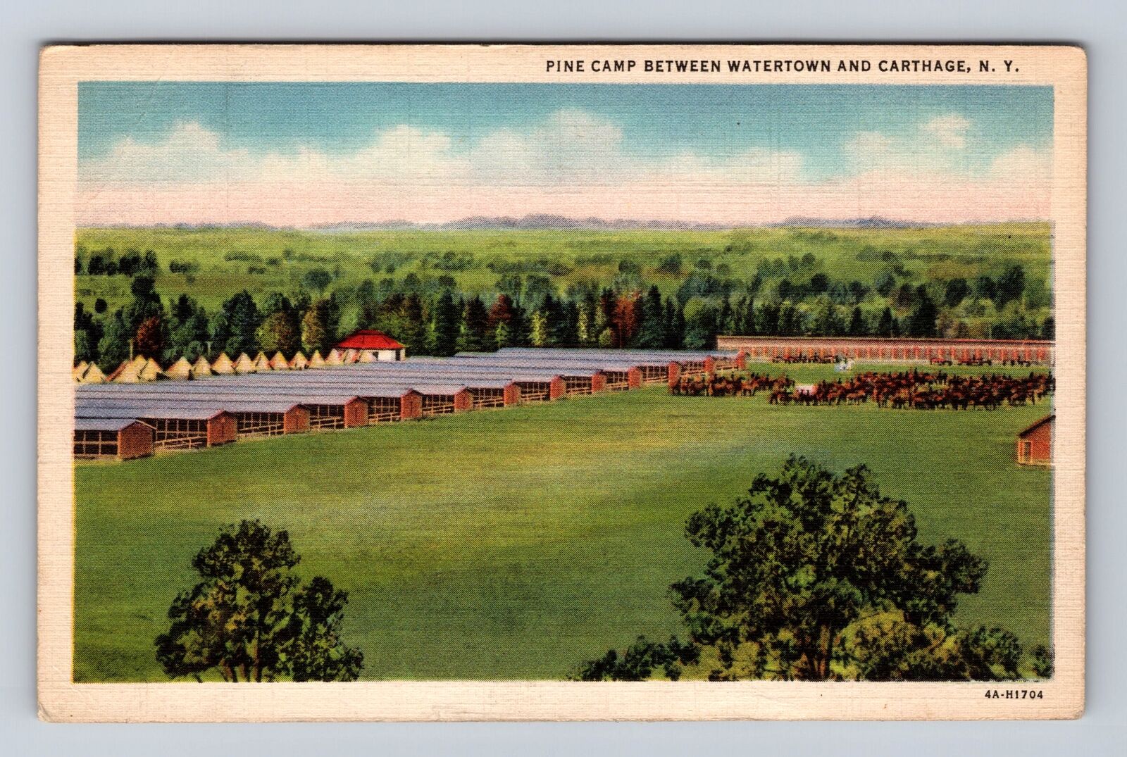 Pine Camp NY-New York, Between Watertown and Carthage, Vintage Souvenir Postcard