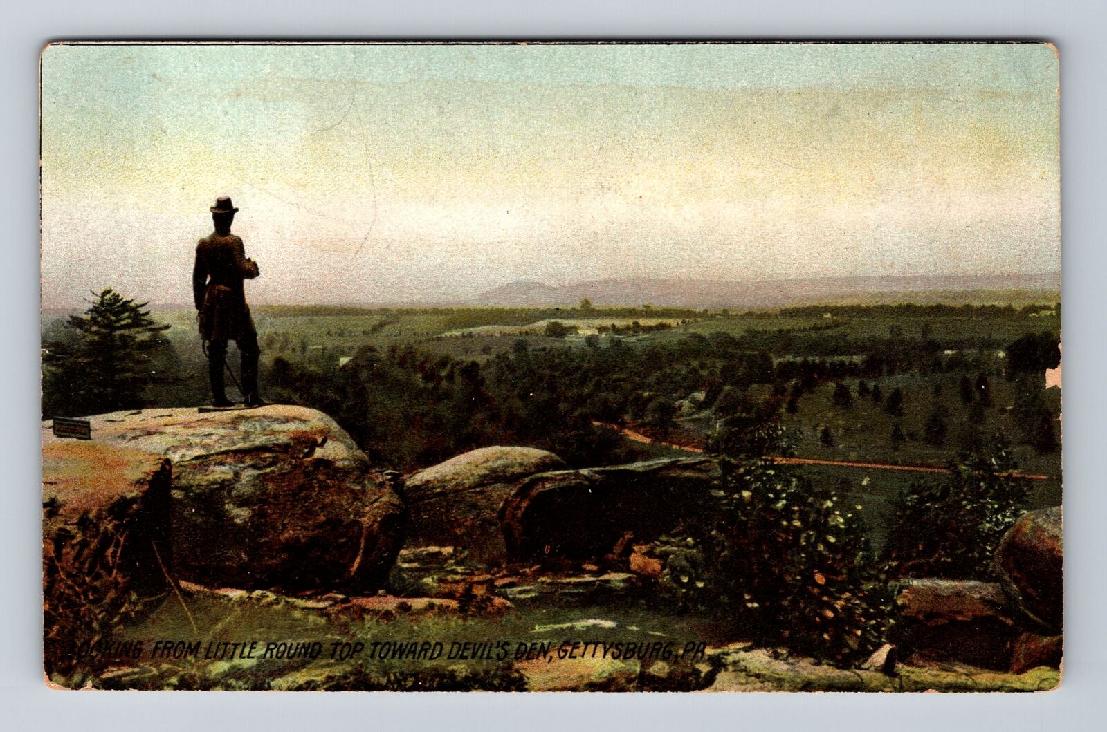 Gettysburg PA-Pennsylvania, Little Round Top, Toward Devils Den Vintage Postcard
