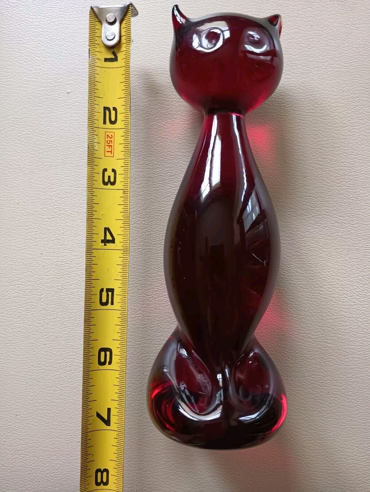 Viking Glass Red Cat Figurine
