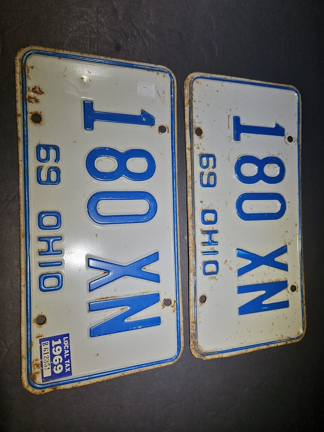 1969 Ohio License Plates Vintage Pair