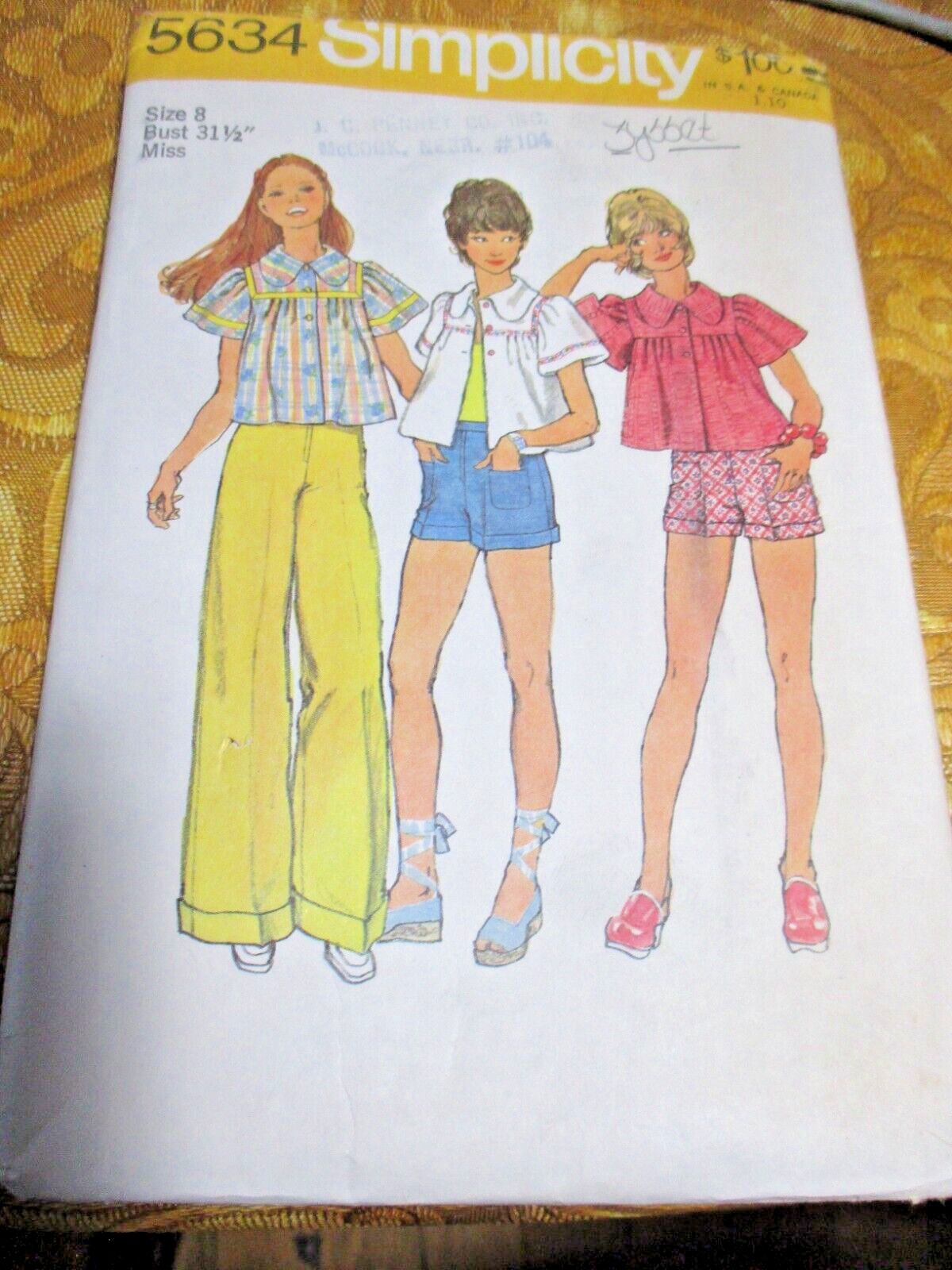 vintage 1970s Simplicity 5634 Miss 8 31.5 Dress or Smock-top & Pants CUT