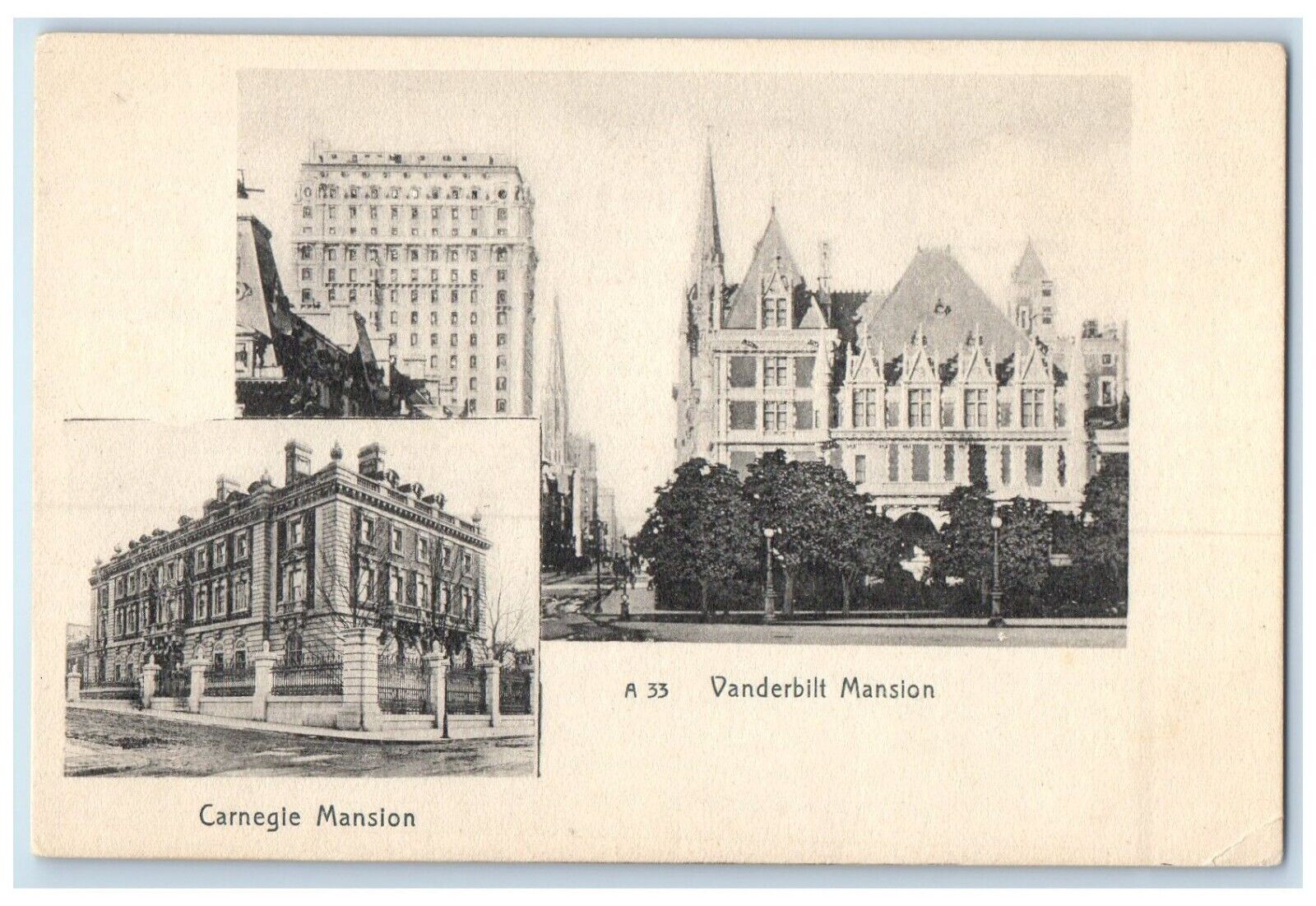 c1905 Carnegie Mansion Vanderbilt Mansion Multi-View Buildings New York Postcard
