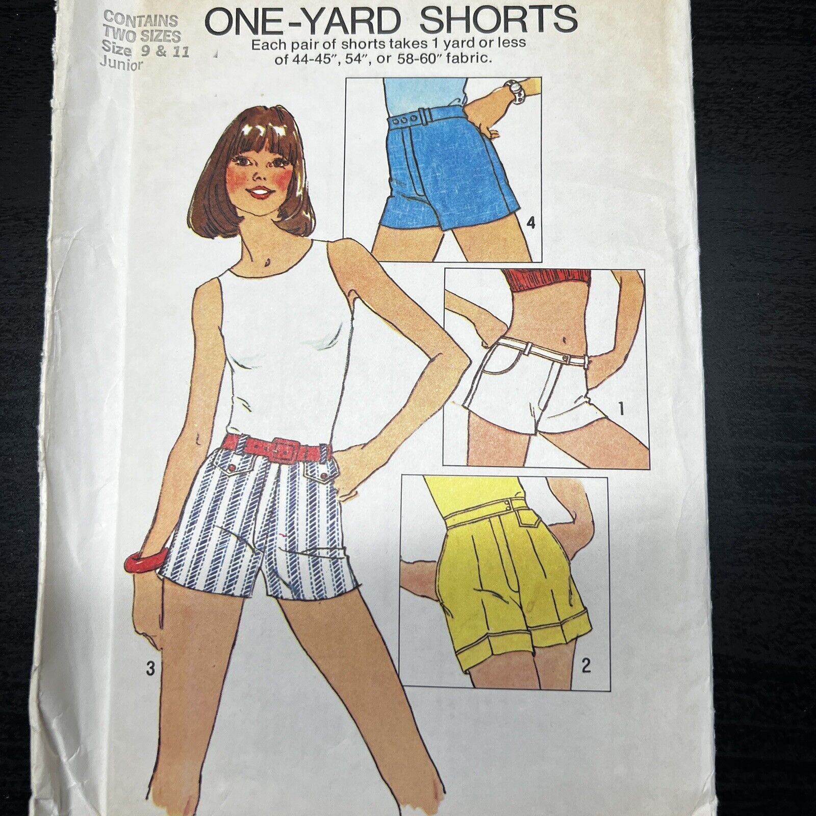 Vintage 70s Simplicity 6946 One Yard Hip Hugger Shorts Sewing Pattern 9 11 CUT