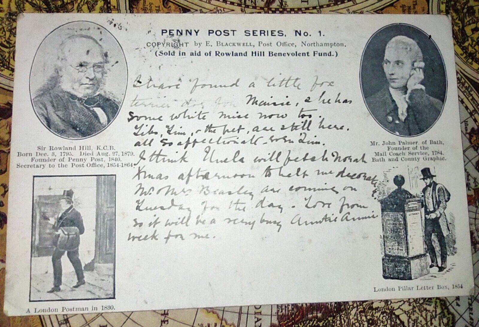 RARE POSTCARD PENNY POST SERIES NO 1.  POSTMARKED ANERNLY LONDON  U. K. 1903.