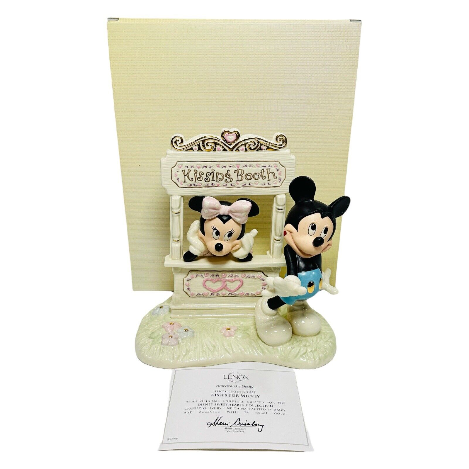 Lenox Disney Kisses for Mickey Minnie Mouse at Kissing Booth New in Box COA